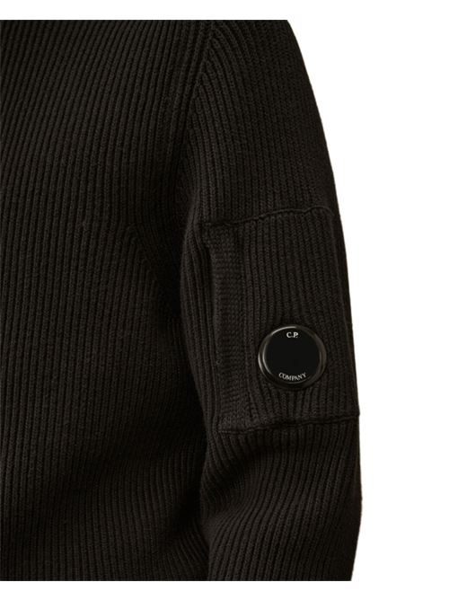 Maglione da uomo in misto cotone, girocollo, costa inglese, colore nero C.P. COMPANY | KN015A6608A999